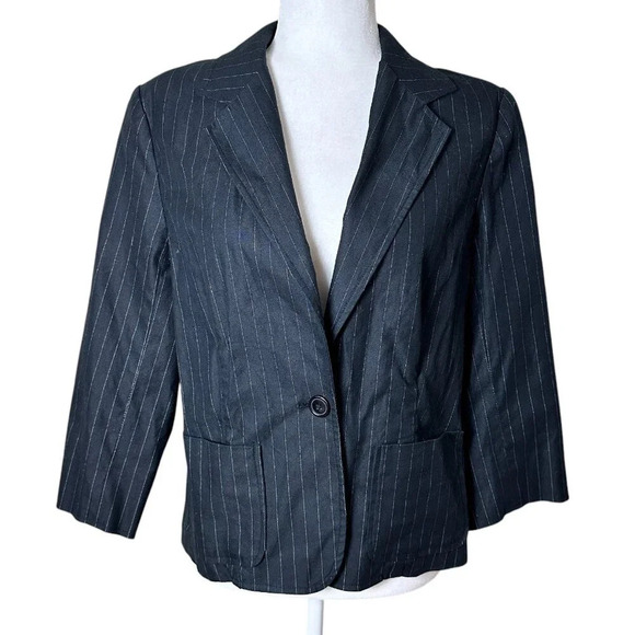 MOSSIMO Pinstripe Cropped Sleeve Blazer Size Large - Picture 1 of 13